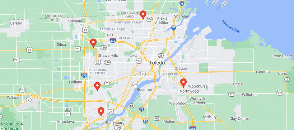 Map of the six Expresso Car Wash locations