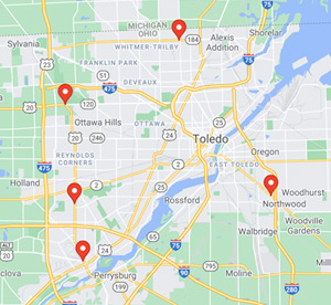 Map of the six Expresso Car Wash locations